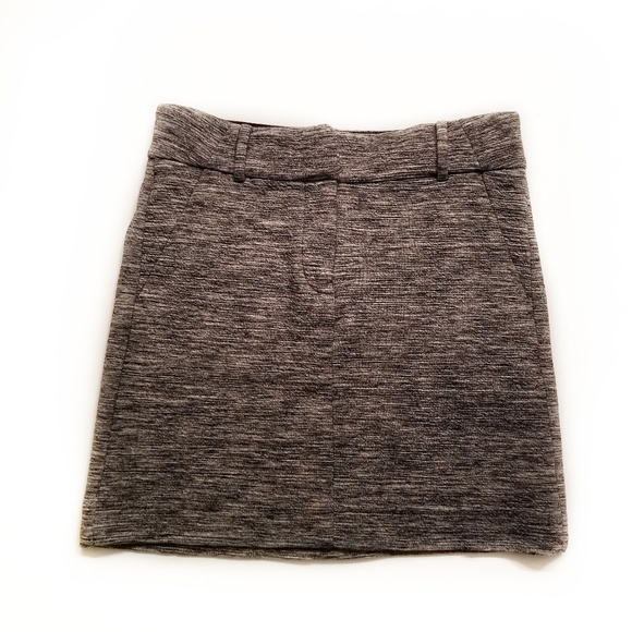 LOFT Heathered Gray/Black Midi Skirt with Pockets - Picture 2 of 6